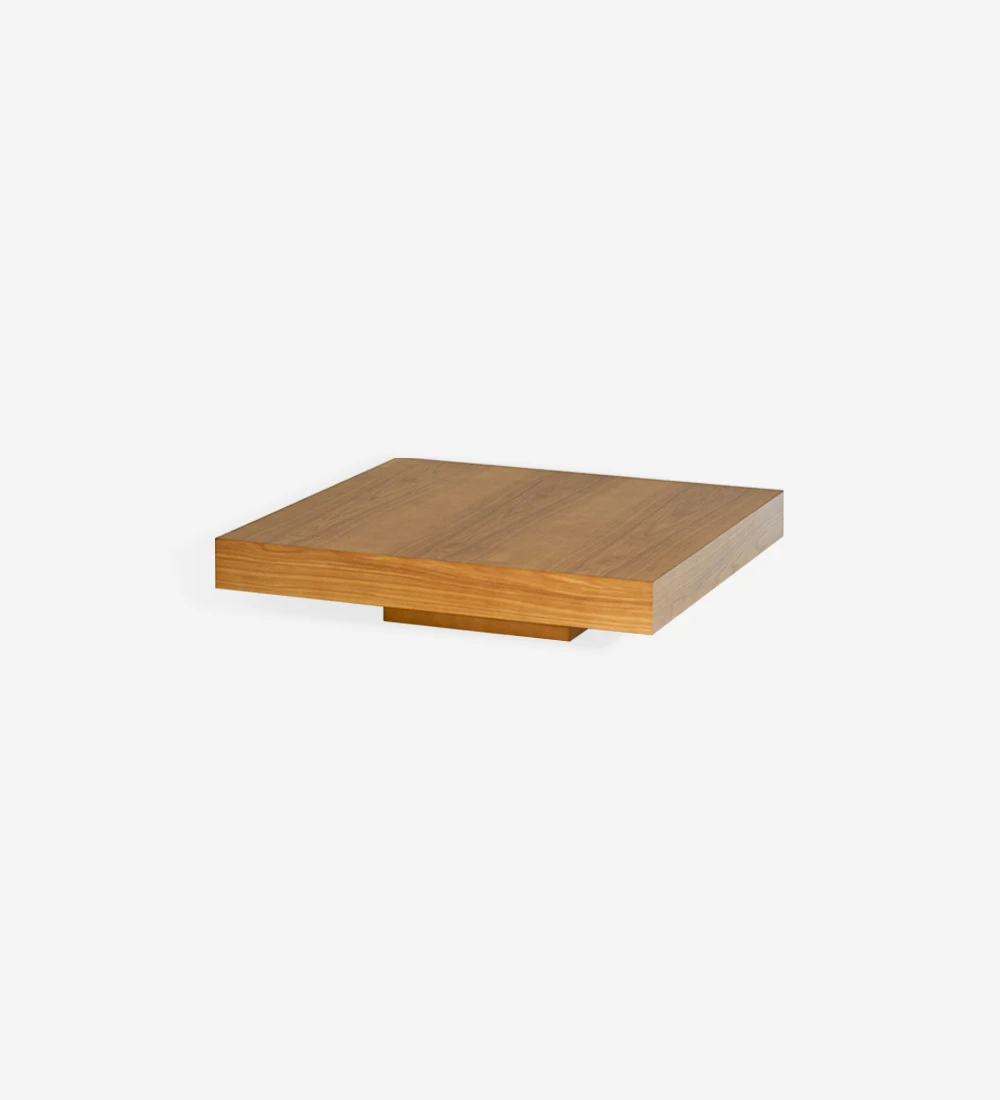 Mesa de centro quadrada baixa em carvalho mel e mesa de centro quadrada com 2 tampos lacados a negro