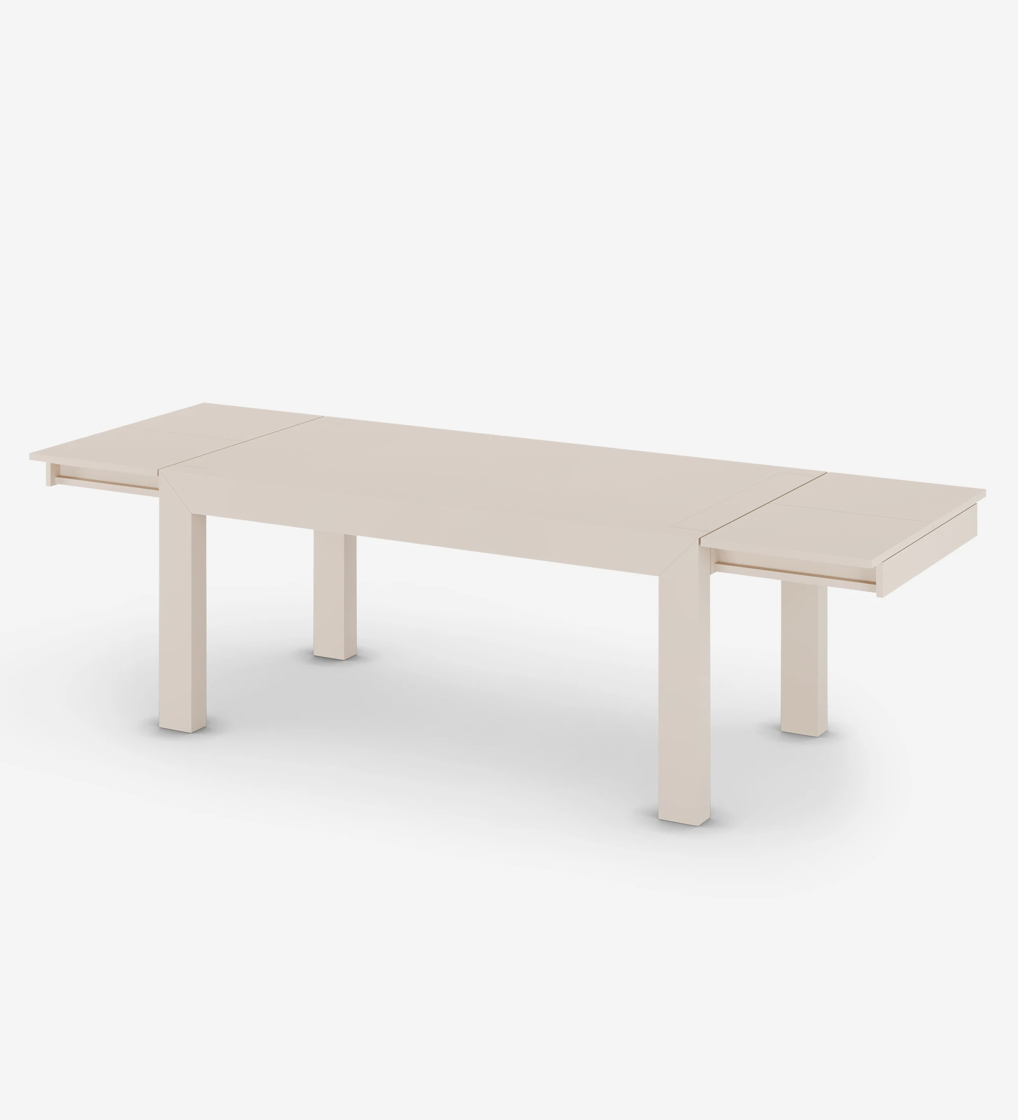 Pearl lacquered rectangular extendable dining table.