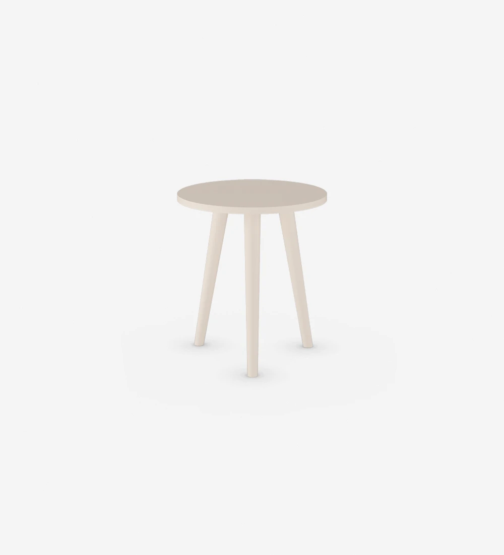 Side table with round top, pearl lacquered.