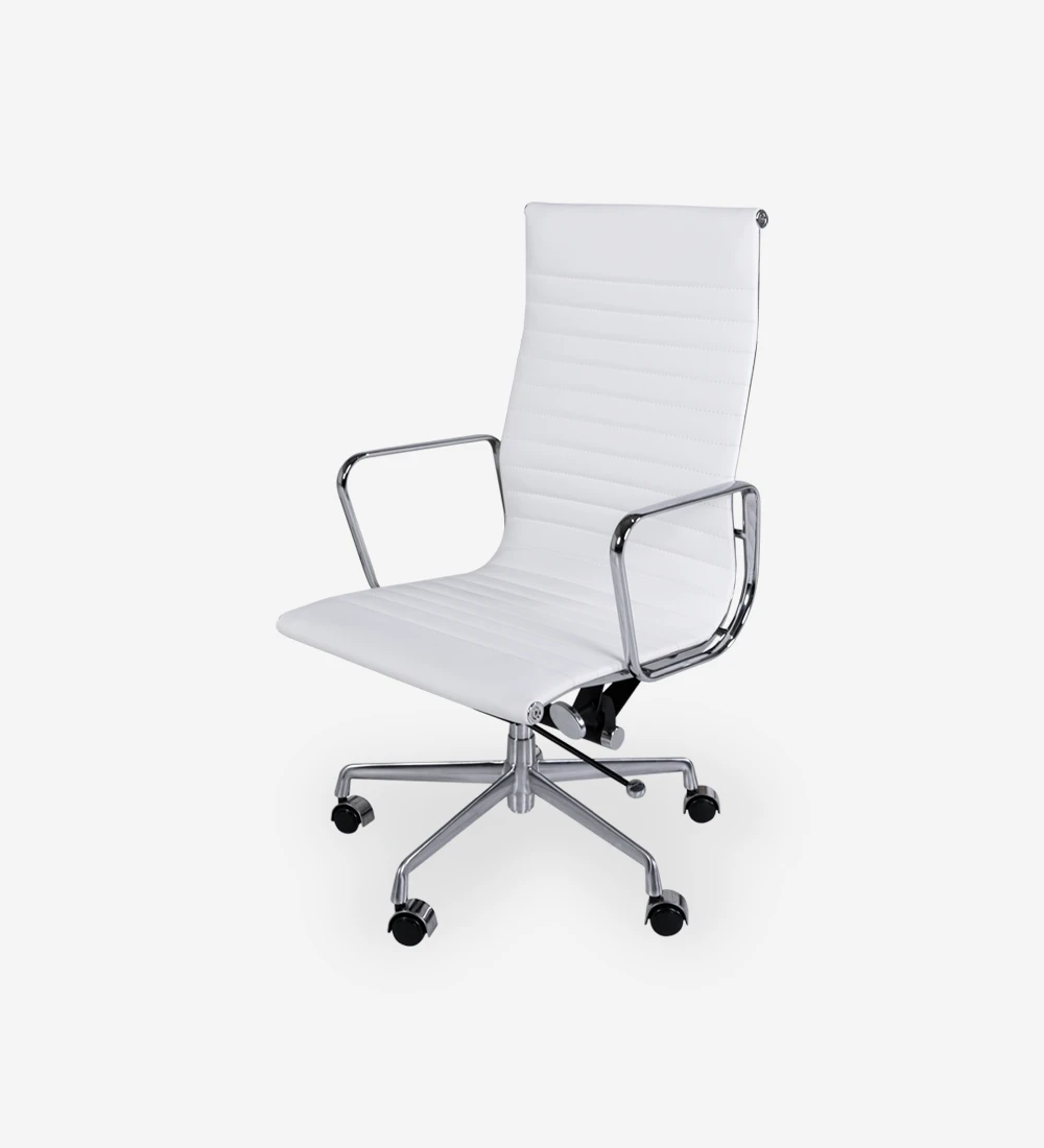 Swivel, upholstered in white eco-leather