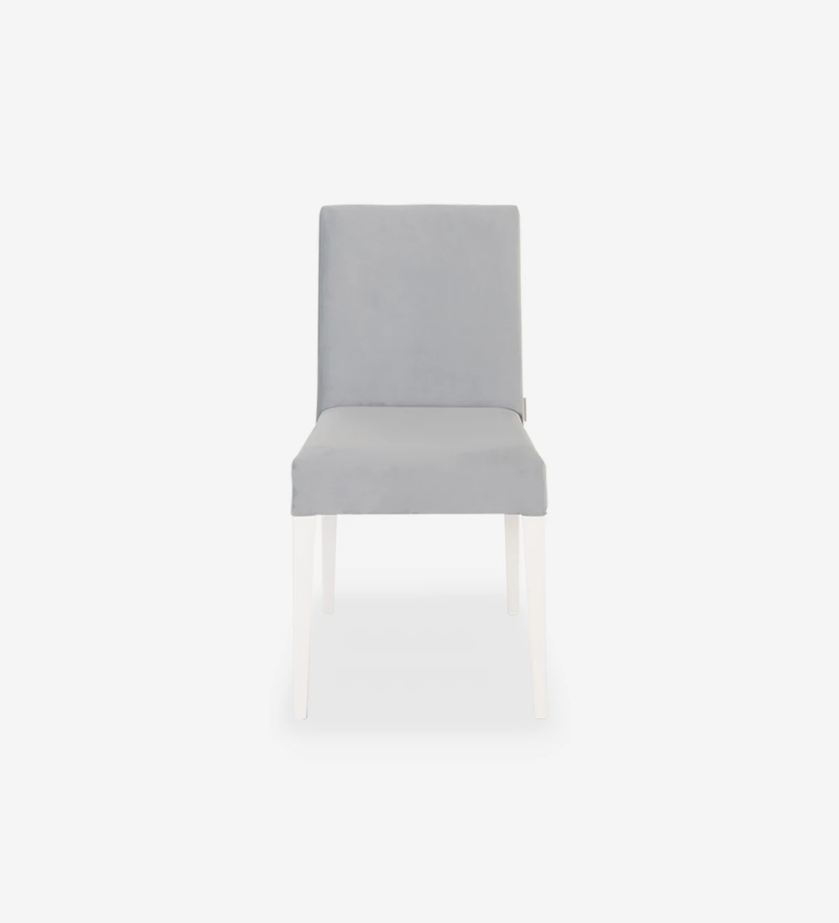 Chair upholstered in fabric, white lacquered feet.
