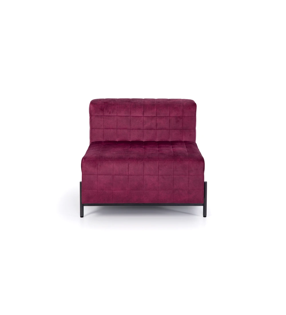 Maple Cannes estofado a tecido violeta, pés metálicos lacados a negro, 85 cm.