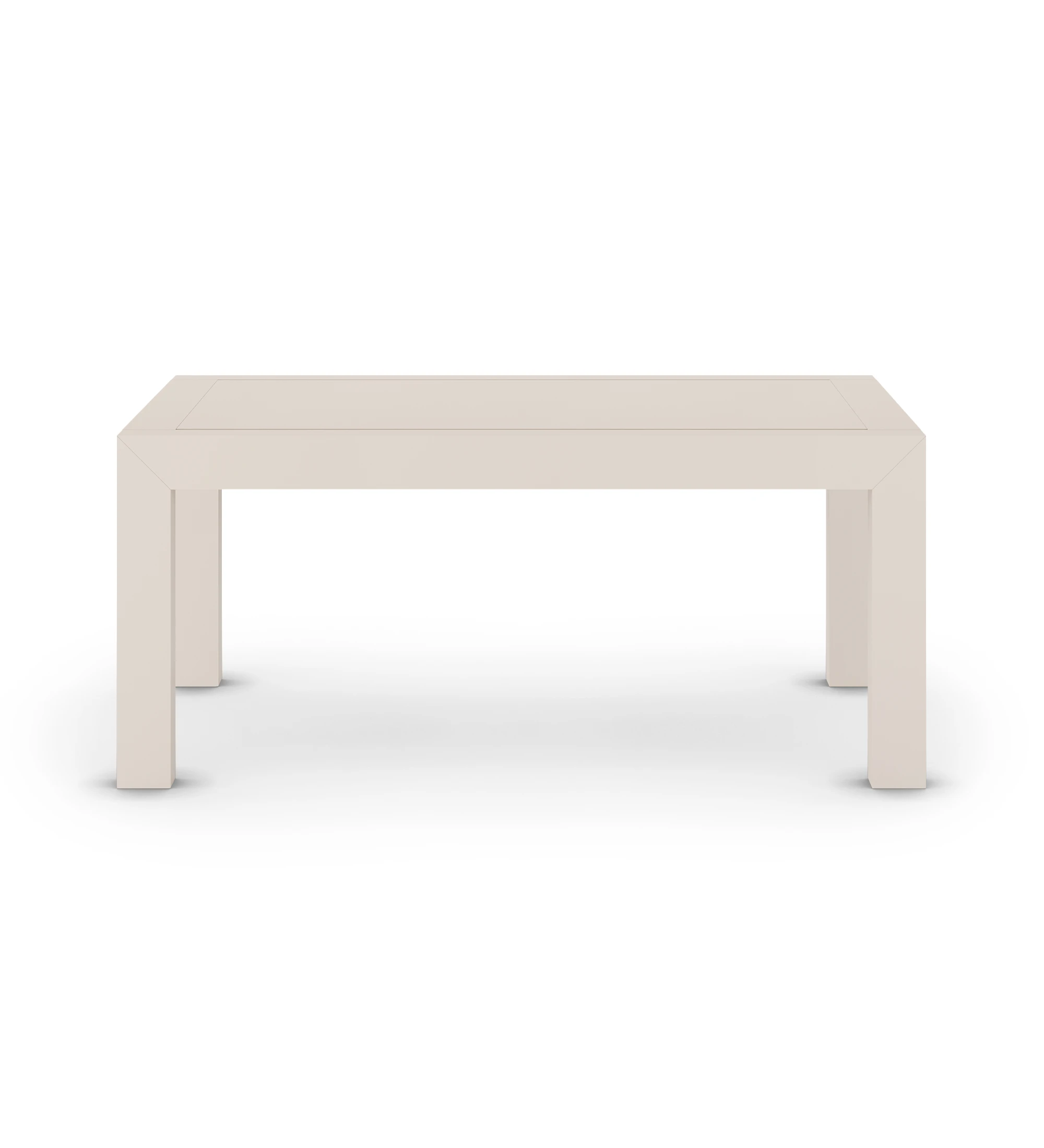 Mesa de comedor rectangular extensible lacada en color perla.