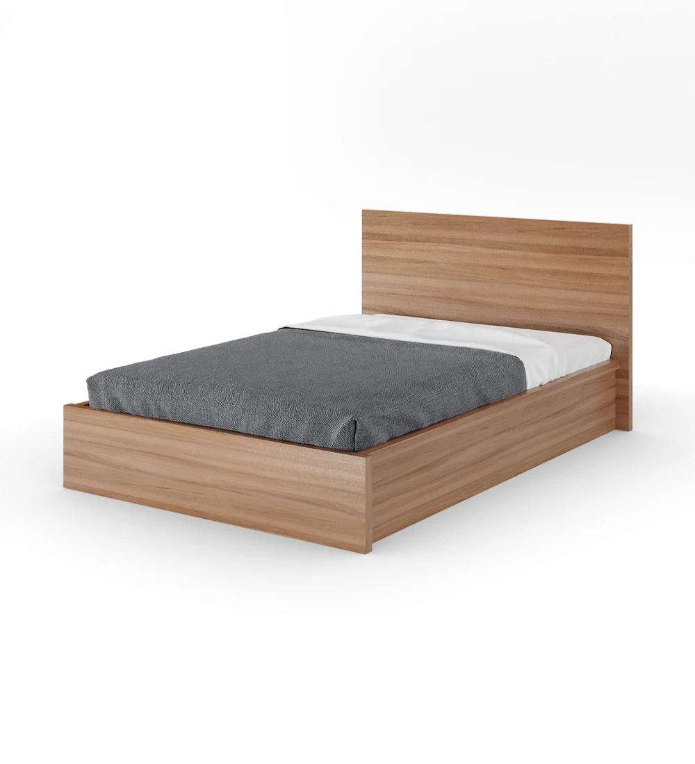 Cama individual Oslo em nogueira.