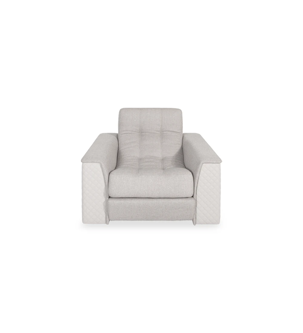 Maple Londres estofado a ecopele e tecido light grey, 120 cm.