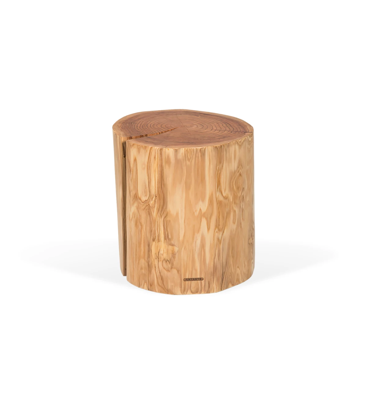 High trunk center table in natural cryptomeria wood, Ø 45 to 55 cm.
