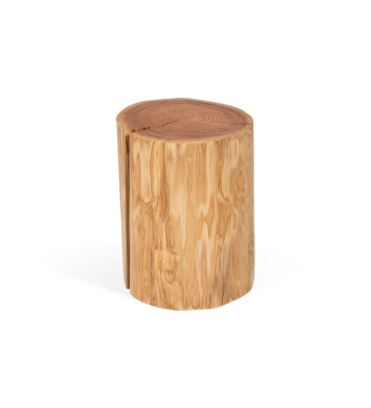Trunk side table in natural cryptomeria wood.