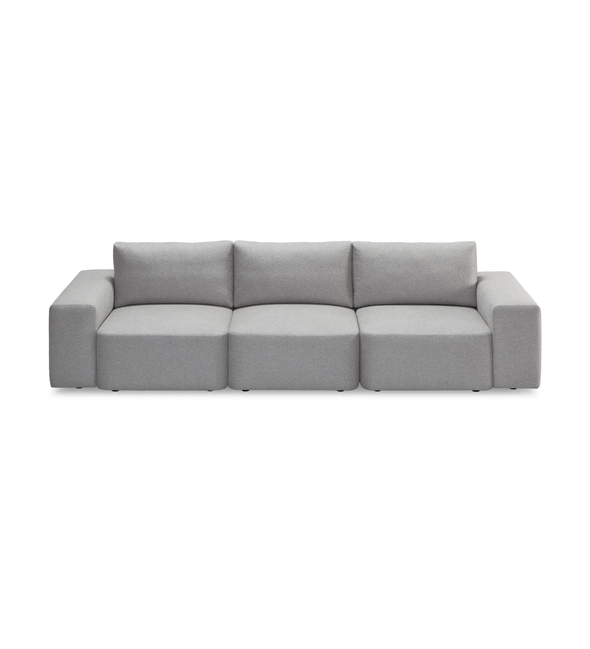 Paris 3-seater sofa upholstered in gray fabric, 296 cm.