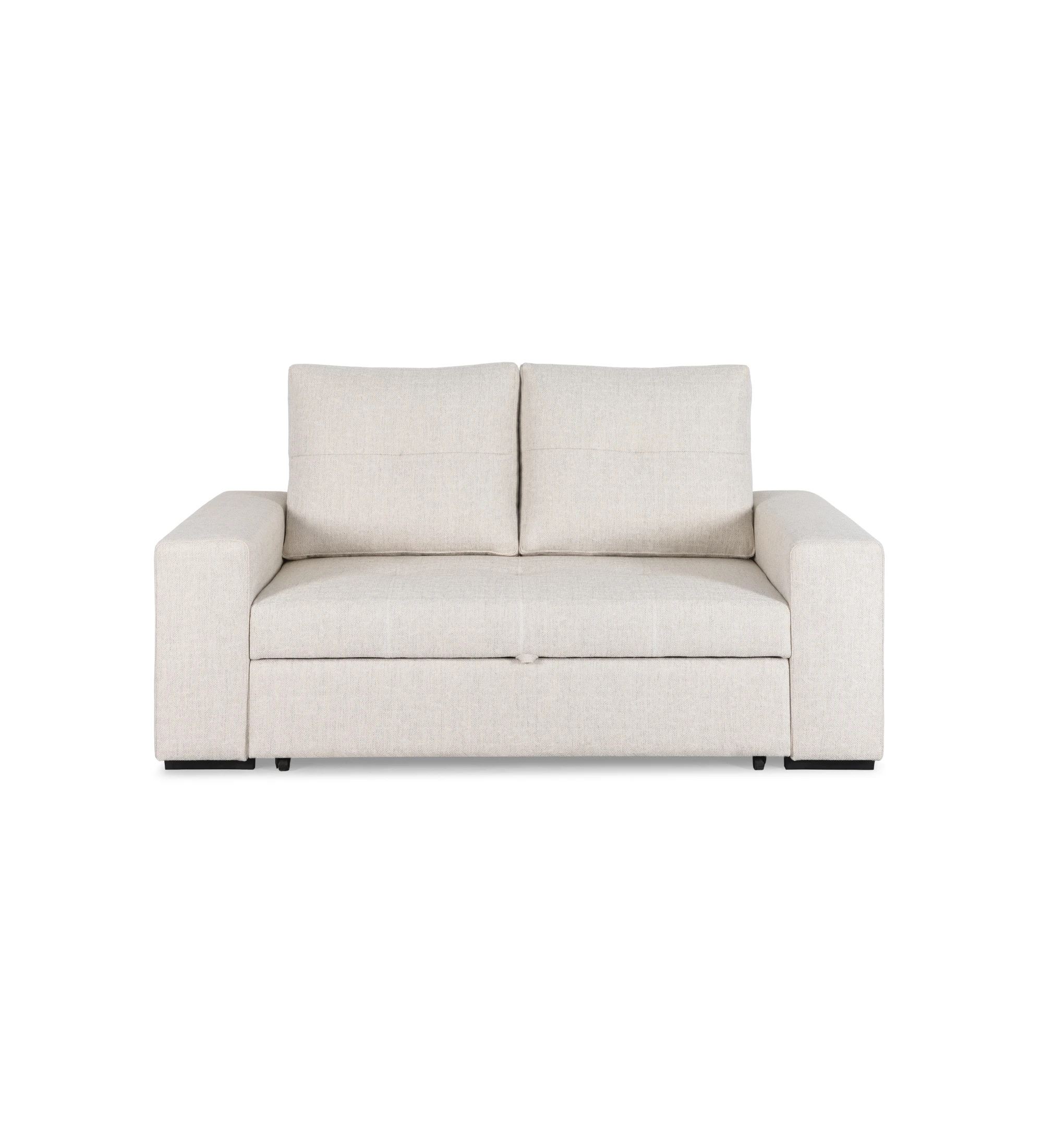 Haiti 2-seater sofa bed upholstered in beige fabric, removable back cushions, 180 cm.