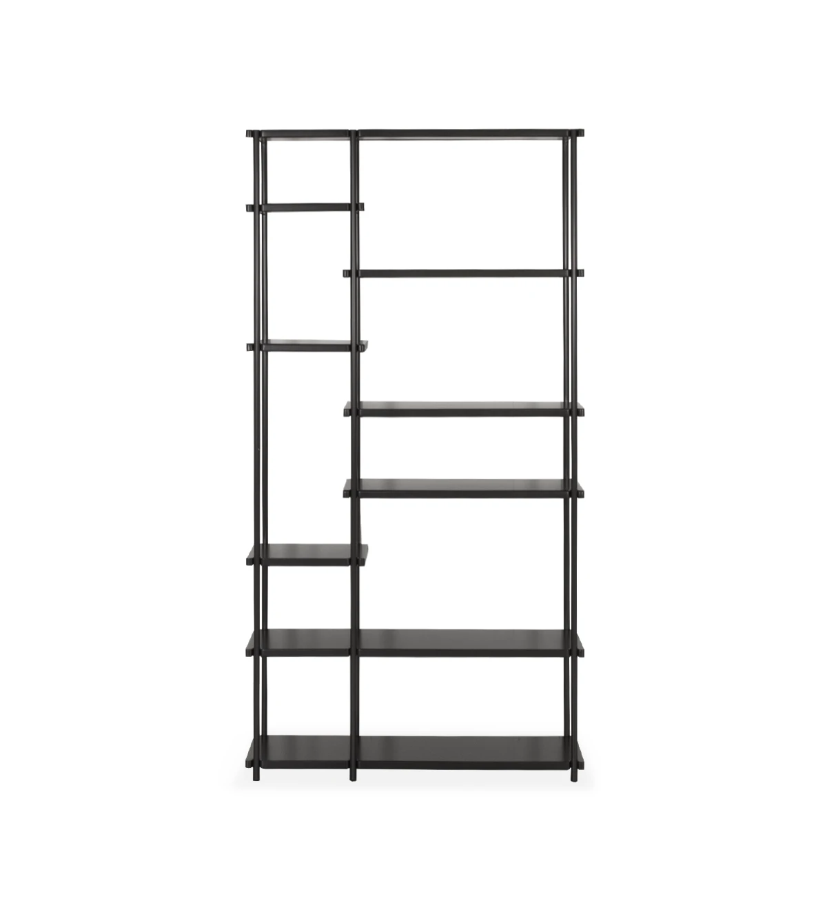 Librería Haia con estantes y estructura de metal lacado en negro de 105 x 202 cm.