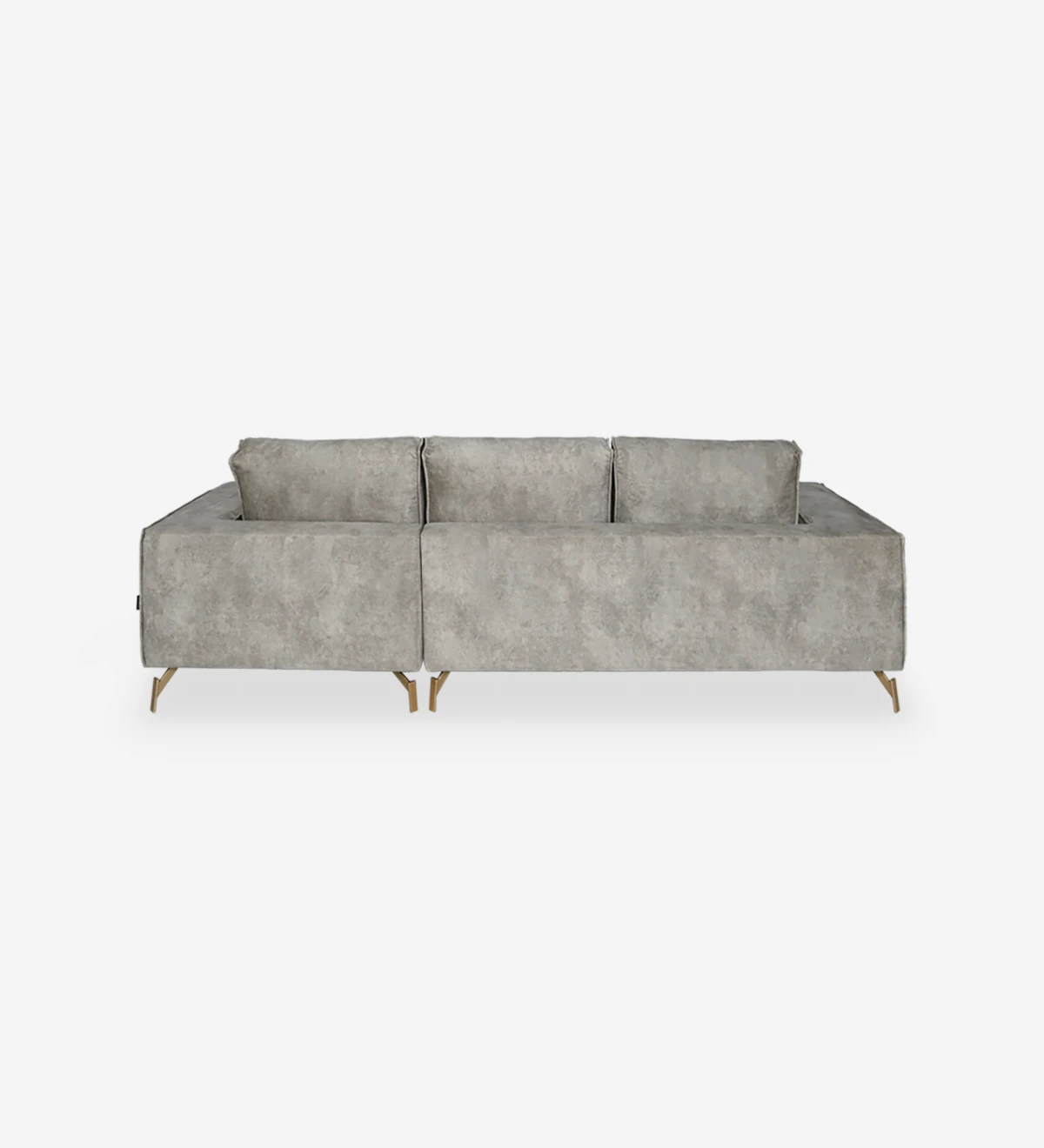 2 Seater sofa, upholstered in fabric with golden lacquered metal feet.