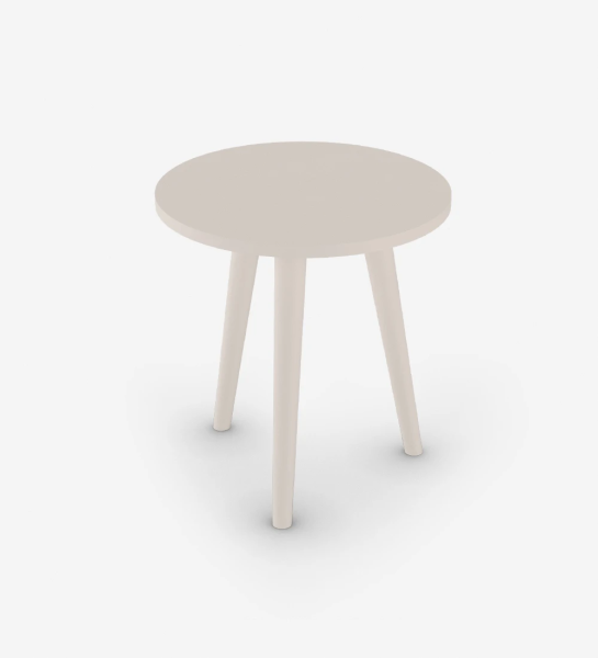 Side table with round top, pearl lacquered.