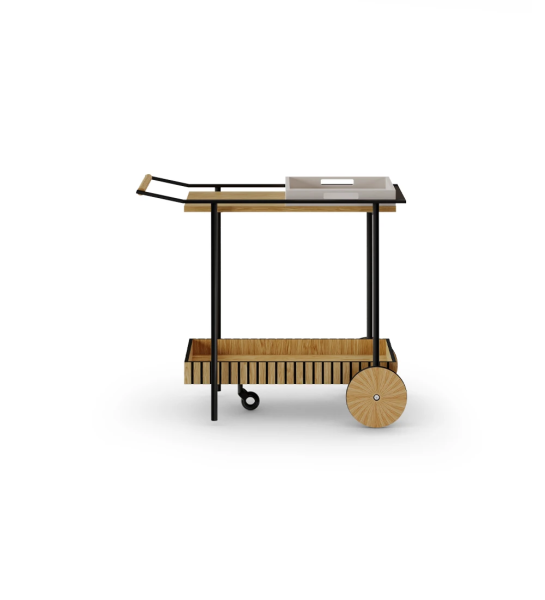 Cannes tea cart in natural oak, 85 x 41 cm.