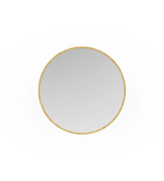 Miroir rond avec cadre en chêne naturel