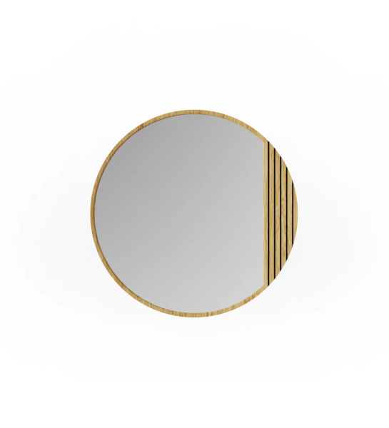 Espejo redondo con frisos en roble natural 