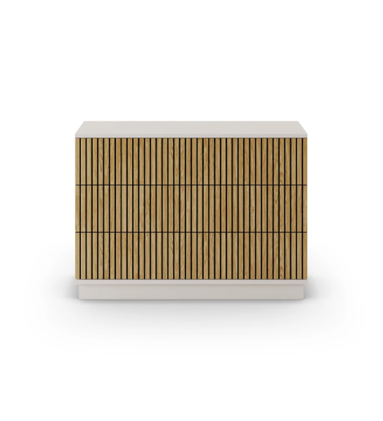 Dresser with 3 natural oak drawers with friezes, pearl structure.