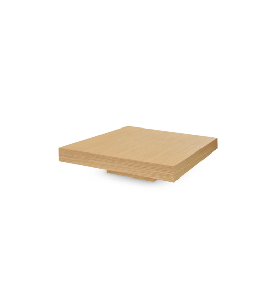 Nice square low center table in natural oak and Nice square center table with 2 pearl lacquered tops, 90 x 90 cm.