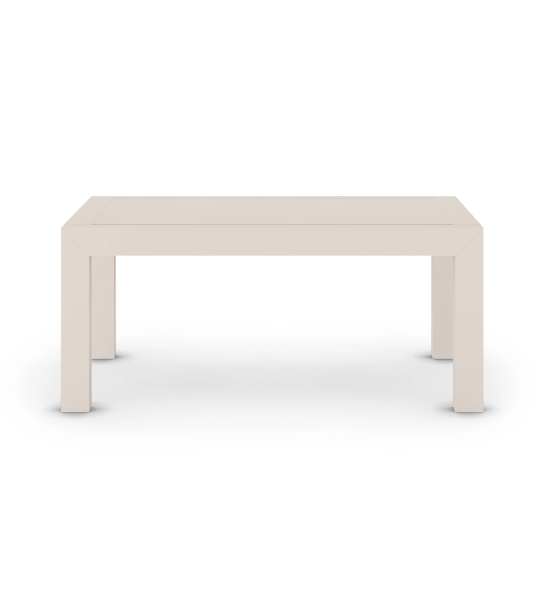 Mesa de jantar extensível retangular lacada a pérola.