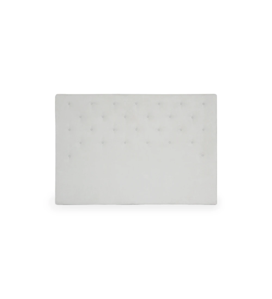 Fabric upholstered headboard, with eco-leather upholstered buttons.