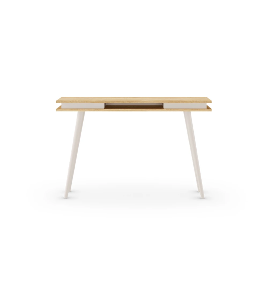 Oslo console in natural oak, pearl lacquered feet, 130 x 83 cm.