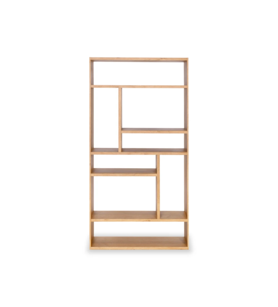 Oporto bookshelf in honey oak, 90 x 180 cm.