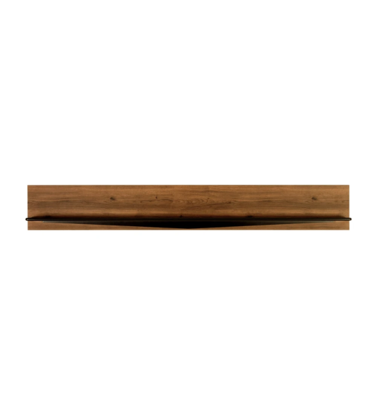 Venice shelf in black lacquer, aged oak back, 200 x 28 cm.