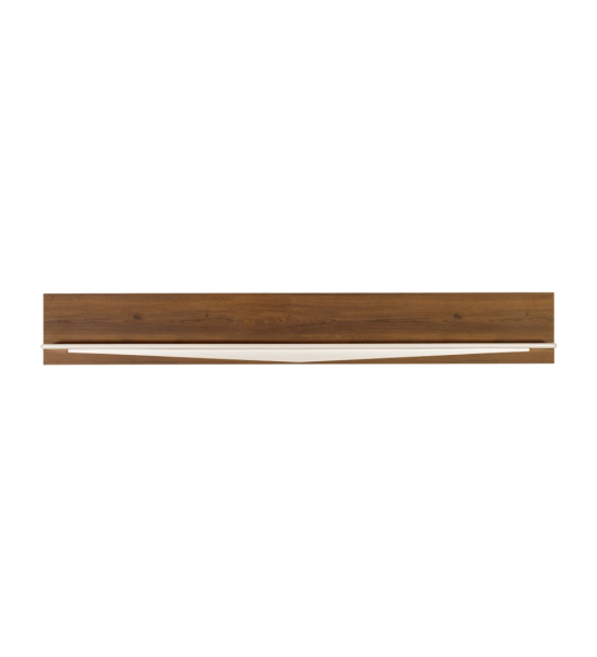 Venice shelf in pearl lacquer, aged oak back, 200 x 28 cm.