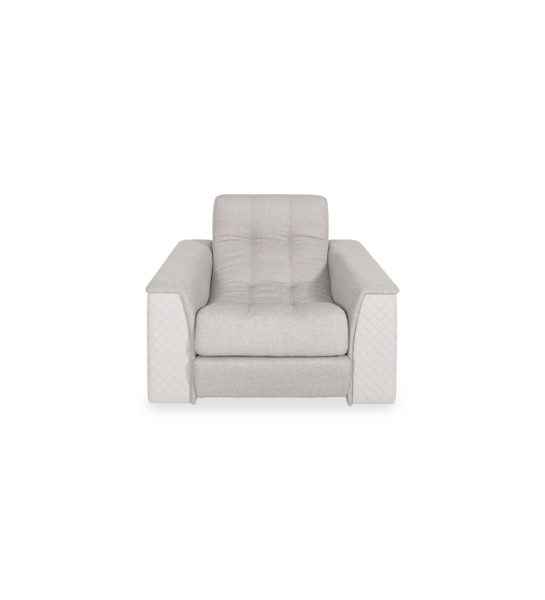 Maple Londres recouvert en éco-cuir et tissu gris clair, 120 cm.