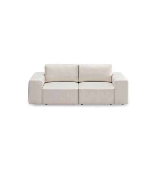 Sofá Paris 2 plazas tapizado en tela beige, 216 cm.