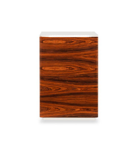 Dresser with 4 drawers with high brightness palissandro fronts and structure lacquered in pearl