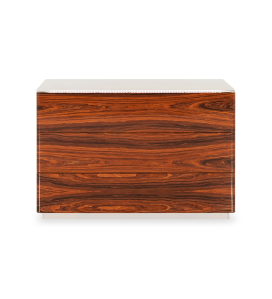 Dresser with 3 drawers with high brightness palissandro fronts, pearl lacquered top and structure