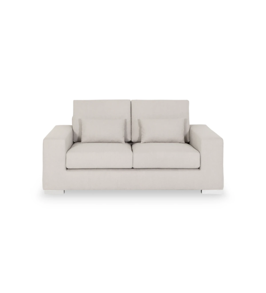 Sofá Geneve 2 lugares estofado a tecido pérola, 181 cm.