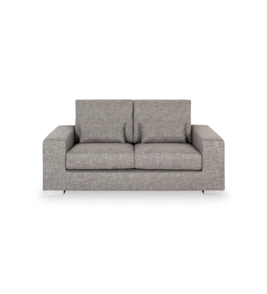 Sofá Geneve 2 lugares estofado a tecido cinzento, 181 cm.