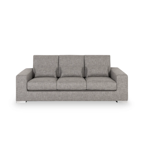 Sofá Geneve 3 plazas tapizado en tela gris, 224 cm.