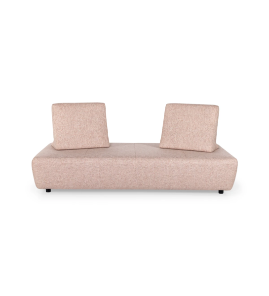 Florença sofa bed upholstered in pink fabric, removable back cushions, 200 cm.