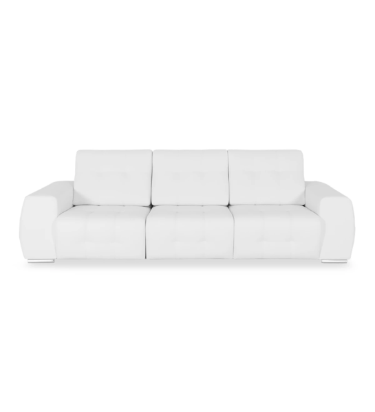 Sofá Madrid 3 plazas tapizado en ecopiel blanca, 286 cm.