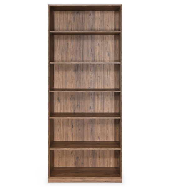 Tall bookcase cabinet in aged oak, with removable shelves.