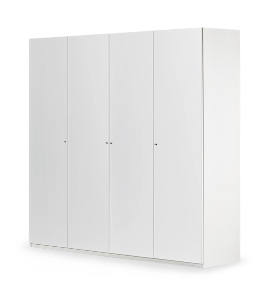 Guardarropa de 4 puertas, con 2 módulos con 2 cajones en su interior, estructura de roble blanco.