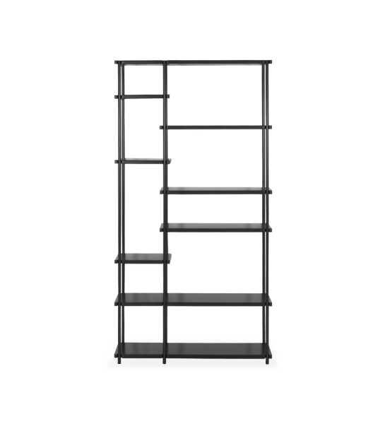 Paris bookcase with shelves and black lacquered metal structure, 105 x 202 cm.
