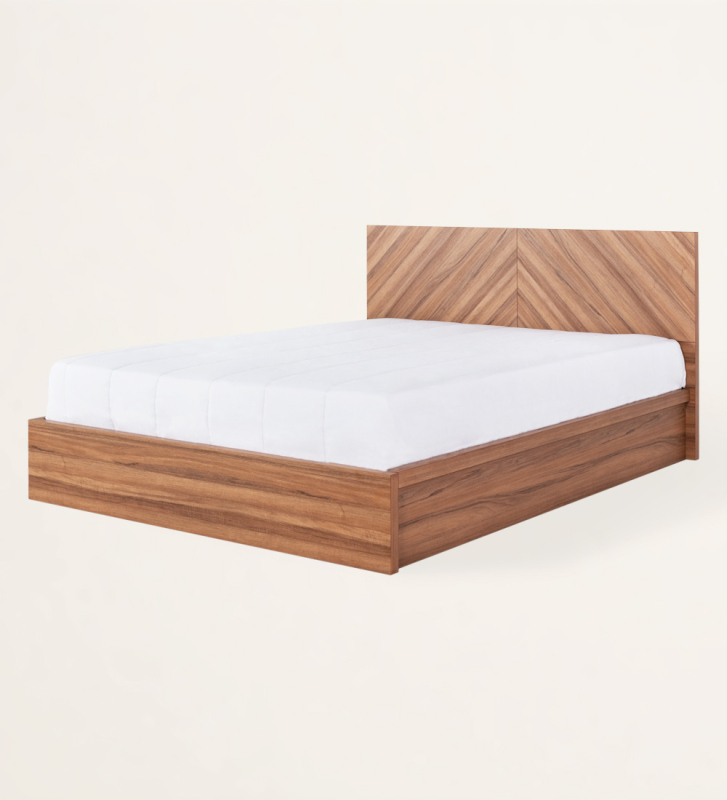 Cama de casal em nogueira.
