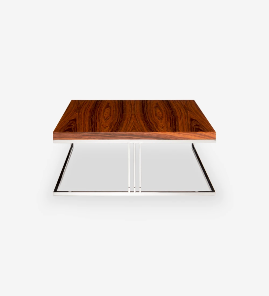 Square center table with high gloss palisander top and stainless steel foot