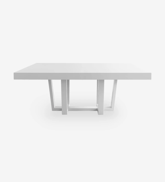 Mesa de jantar Londres retangular 220 x 110 cm, tampo e pé lacados a branco.