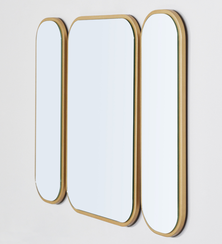 Mirror with gold lacquered frame.