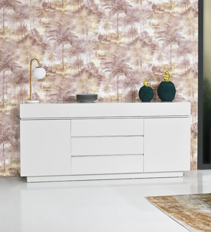 Sideboard lacquered in pearl, with a cutlery drawer.