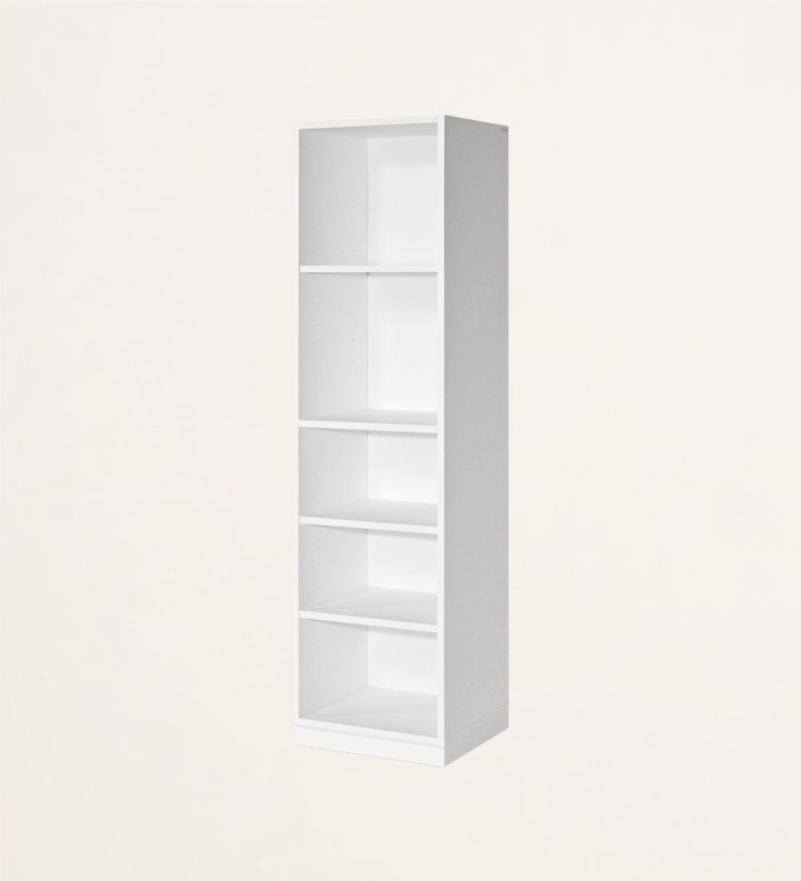 Low bookcase in white oak, with removable shelves.