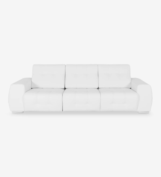 3 seater, upholstered in white eco-leather, with chrome legs.