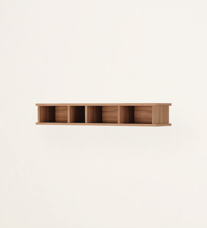 Módulo em nogueira, com orientação horizontal ou vertical.
